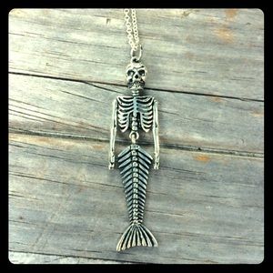 🔥Mermaid siren Bones pendant on vegan necklace